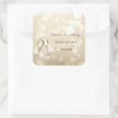 Elegant Bokeh Wine Glasses Wedding Quadratischer Aufkleber (Tasche)