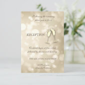 Elegant Bokeh Wine Glasses Wedding Reception Einladung (Stehend Vorderseite)