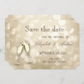 Elegant Bokeh, Wine Glasses Wedding Save the date (Vorne/Hinten)