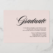 Elegant Bold Calligraphy Foto Abschluss Rose Folieneinladung (Rückseite)