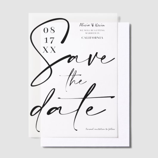 Elegant Bold Calligraphy Wedding Save the Date Pergament Einladungen (Versetzt)