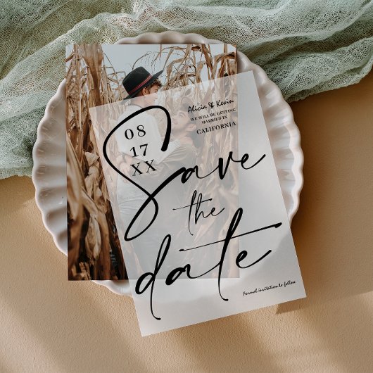 Elegant Bold Calligraphy Wedding Save the Date Pergament Einladungen