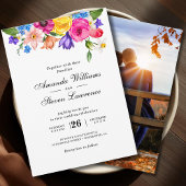 Elegant Bold Colorful Watercolor Floral wedding Einladung
