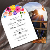 Elegant Bold Colorful Watercolor Floral wedding Einladung