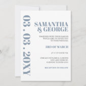 Elegant Bold Dusty Blue Modern Wedding Einladung (Vorderseite)