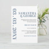 Elegant Bold Dusty Blue Modern Wedding Einladung (Stehend Vorderseite)