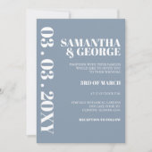 Elegant Bold Dusty Blue Modern Wedding Einladung (Vorderseite)