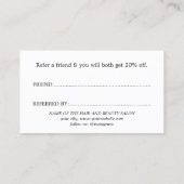 Elegant Bold Faux Rose Gold Salon Empfehlungskarte (Rückseite)