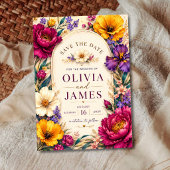 Elegant Bold Floral Wedding Invitation Save The Date