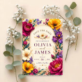 Elegant Bold Floral Wedding Invitation Save The Date
