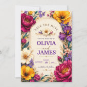 Elegant Bold Floral Wedding Invitation Save The Date (Vorderseite)