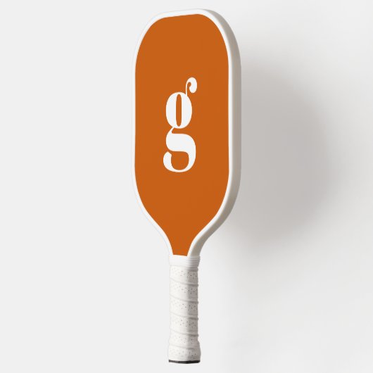 Elegant Bold Mit Monogramm Initial Burnt Orange Pickleball Schläger (Links)