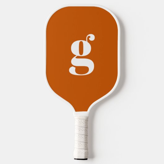 Elegant Bold Mit Monogramm Initial Burnt Orange Pickleball Schläger (Rückseite)