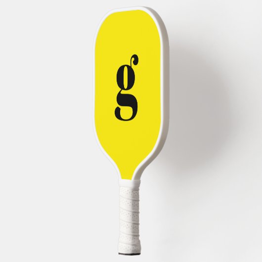 Elegant Bold Mit Monogramm Initial Canary Yellow Pickleball Schläger (Links)