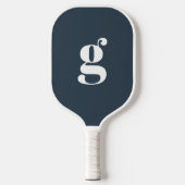 Elegant Bold Mit Monogramm Initial Dark Blue Gray Pickleball Schläger (Vorderseite)