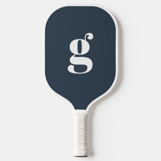 Elegant Bold Mit Monogramm Initial Dark Blue Gray Pickleball Schläger (Vorderseite)