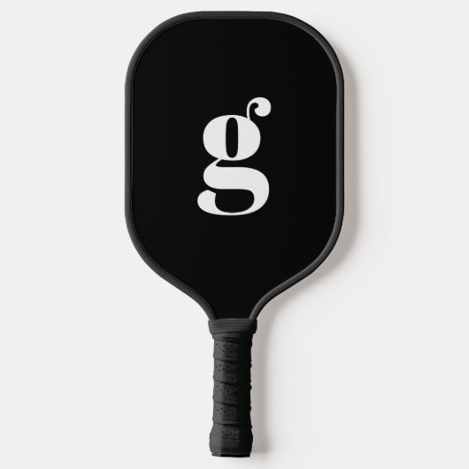 Elegant Bold Mit Monogramm Initial Jet Black Pickleball Schläger (Rückseite)