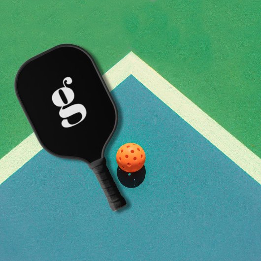 Elegant Bold Mit Monogramm Initial Jet Black Pickleball Schläger