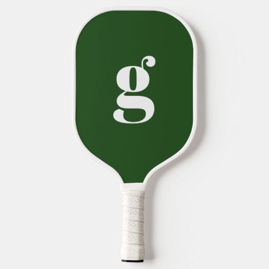 Elegant Bold Mit Monogramm Initial Pine Green Pickleball Schläger (Rückseite)