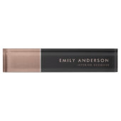 ELEGANT BOLD ROSE GOLD BLUSH COPPH BLACK STRIPS NAMENSPLAKETTE (Vorderseite)