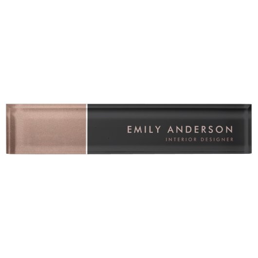 ELEGANT BOLD ROSE GOLD BLUSH COPPH BLACK STRIPS NAMENSPLAKETTE (Vorderseite)