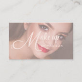 Elegant Bold Script Blush Pink Photo Makeup Visitenkarte (Vorderseite)
