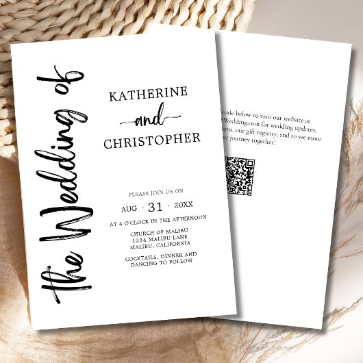 Elegant Bold Script Schwarz-weiß Formal Wedding Einladung