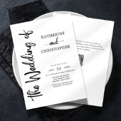 Elegant Bold Script Schwarz-weiß Formal Wedding Einladung
