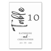 Elegant Bold Script Schwarz-weiß Formal Wedding Tischnummer (Vorderseite)