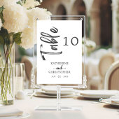 Elegant Bold Script Schwarz-weiß Formal Wedding Tischnummer