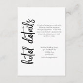 Elegant Bold Script Schwarz-weiß Wedding Hotel Begleitkarte (Vorderseite)