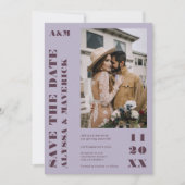 Elegant Bold simple lilac lila 2 Fotos Hochzeit Save The Date (Vorderseite)