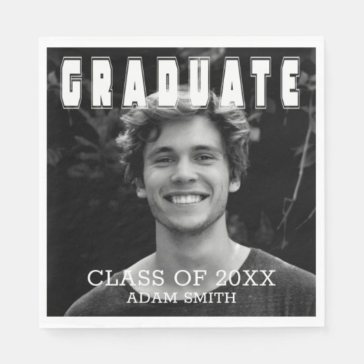 Elegant Bold Typografy Foto Graduation Party Serviette (Vorderseite)