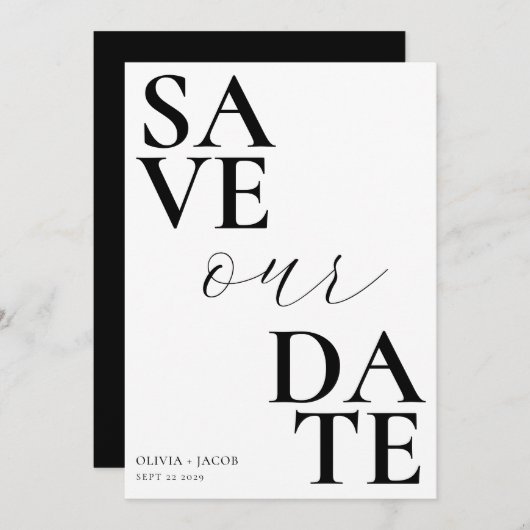 Elegant Bold Typografy Script Wedding Save The Date (Vorne/Hinten)