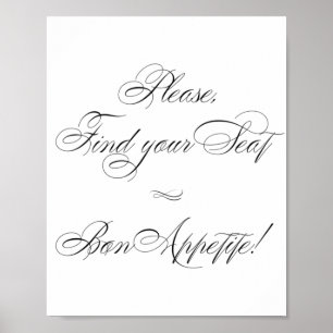 Elegant Bon Appetite Black Calligraphy   Platz suc Poster