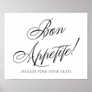 Elegant Bon Appetite Black Calligraphy   Sitzplatz Poster