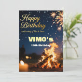 Elegant Bonfire Night Birthday Invitation (Stehend Vorderseite)