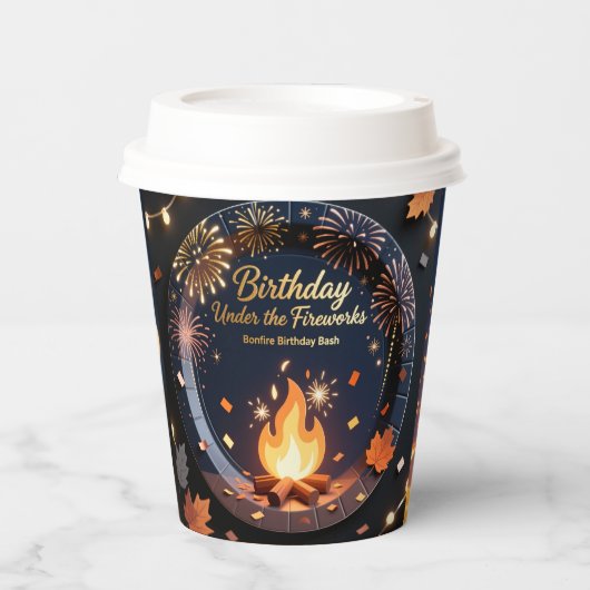 Elegant Bonfire Night Birthday Party Paper Cups Pappbecher (Vorderseite)