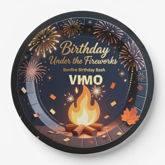 Elegant Bonfire Night Birthday Party Paper Plates Pappteller (Vorderseite)