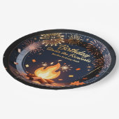 Elegant Bonfire Night Birthday Party Paper Plates Pappteller (Schrägansicht)