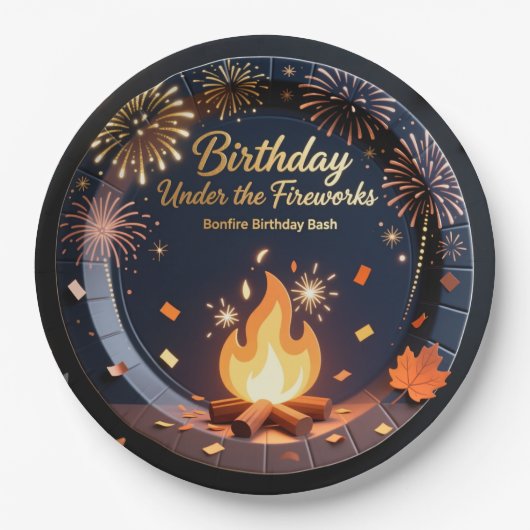 Elegant Bonfire Night Birthday Party Paper Plates Pappteller (Vorderseite)