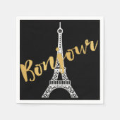 Elegant Bonjour Eiffel Tower Paper Serviette (Vorderseite)