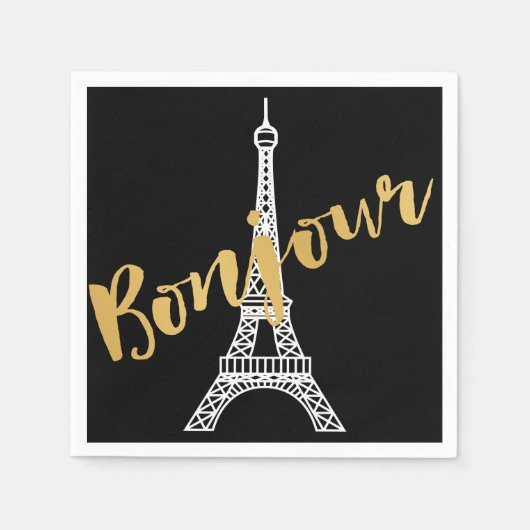 Elegant Bonjour Eiffel Tower Paper Serviette (Vorderseite)