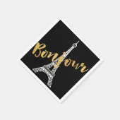 Elegant Bonjour Eiffel Tower Paper Serviette (Ecke)