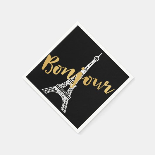 Elegant Bonjour Eiffel Tower Paper Serviette (Ecke)