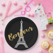 Elegant Bonjour Eiffel Tower Pappteller (Party)