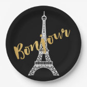 Elegant Bonjour Eiffel Tower Pappteller (Vorderseite)