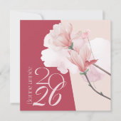 Elegant Bonne Année 2026 Floral Card Mitteilungskarte (Vorderseite)