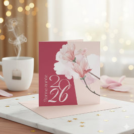 Elegant Bonne Année 2026 Floral Card Mitteilungskarte