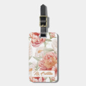 Elegant Bontanical of Big Camellia Rosa Pastellfar Gepäckanhänger (Vorderseite vertikal)